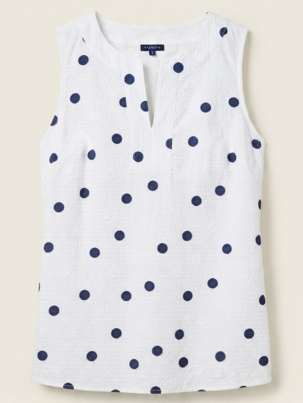Talbots White and Navy Polka Dot Blouse